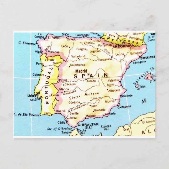 Carte colorée de l'Espagne Design (Devant)