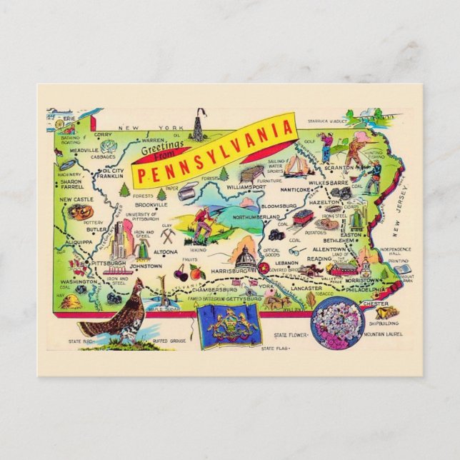 Carte colorée de Pennsylvanie (Devant)