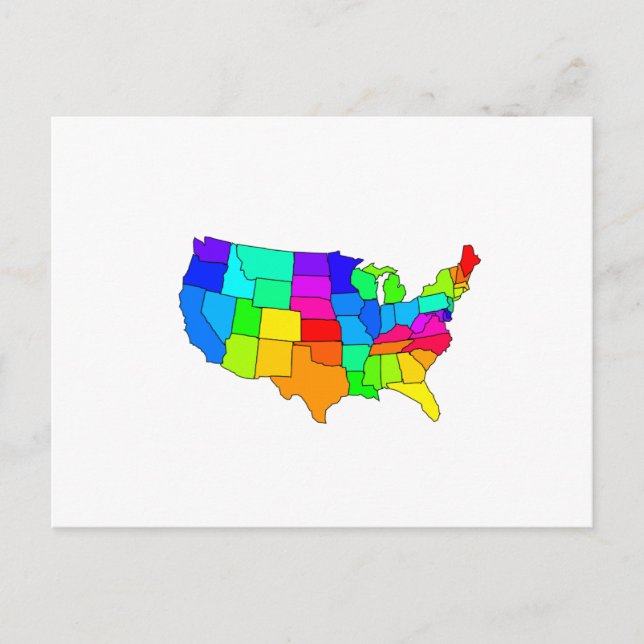 Carte colorée des États-Unis d'Amérique (Devant)