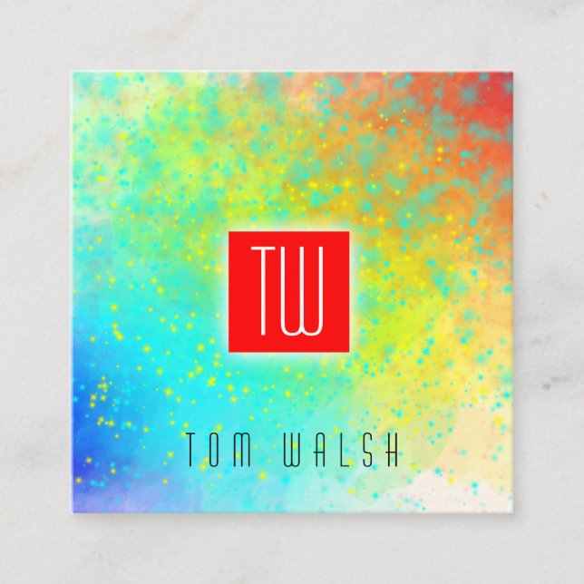 Carte colorée élégante avec monogramme (Devant)