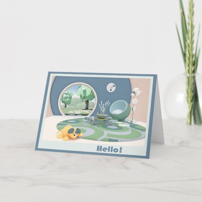 Carte colorée "Hello" de la salle ronde (Devant)