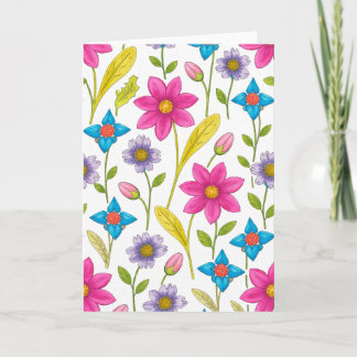 Carte Colorful Floral Pattern Blank