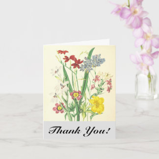 Carte Colorful Flowers and Plants, "Thank You!" Postcard