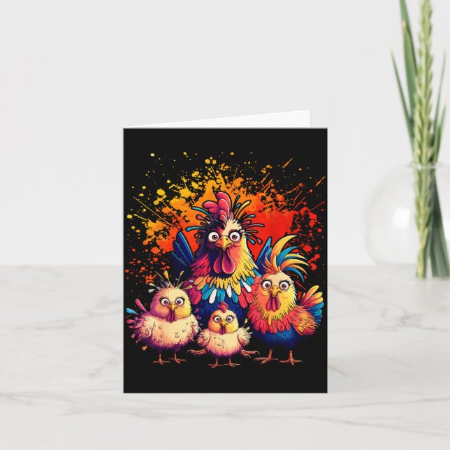 Carte Colorful Funny Chicken Art  (Devant)