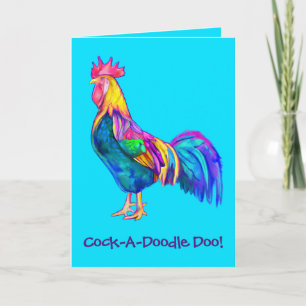 Carte Colorful Happy Birthday Rooster
