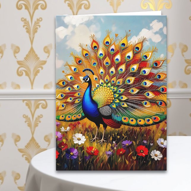 Carte Colorful Peacock Grandma's Personalized Birthday (Créateur téléchargé)