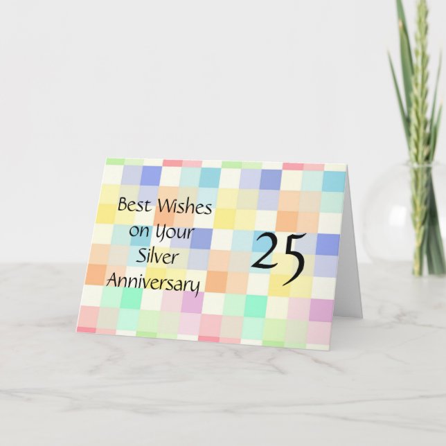 Carte Colorful Personnalisé 25e anniversaire de Mariage (Devant)
