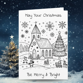 Carte Coloriage pour adultes Noël personnalisé 