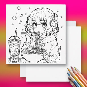 Carte Colorie-moi   Page de coloriage thématique Ramen d