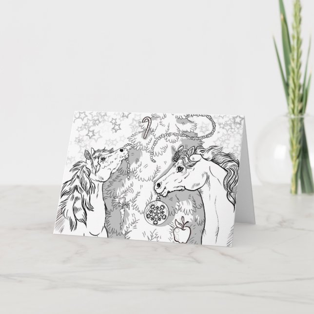 Carte Coloriez vos propres poneys de Noël (Devant)