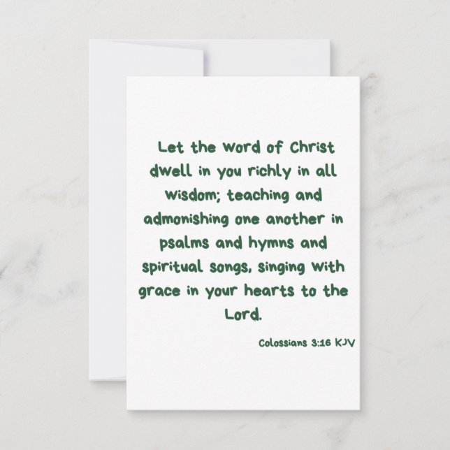 Carte Colossiens 3:16 KJV Bible Verse Flat Salutation (Devant)