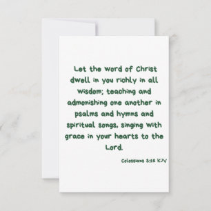 Carte Colossiens 3:16 KJV Bible Verse Flat Salutation
