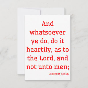 Carte Colossiens 3:23 KJV Bible Verse Salutation