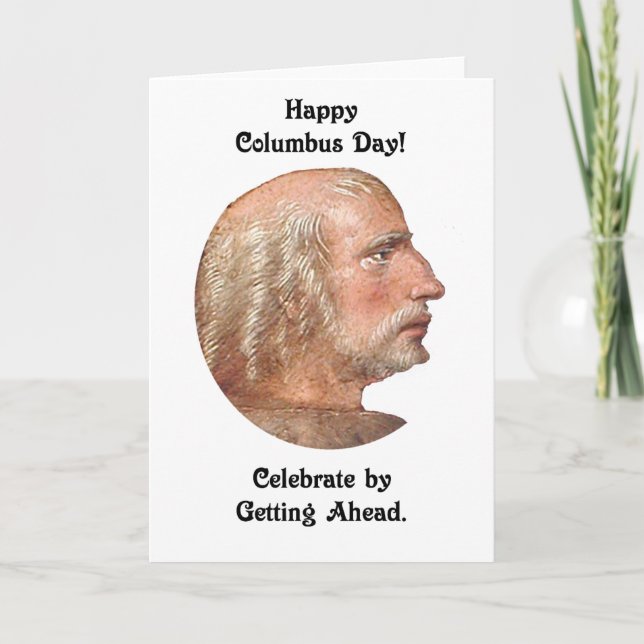 Carte Columbus Day Se rapprocher de Portrait Vintage (Devant)