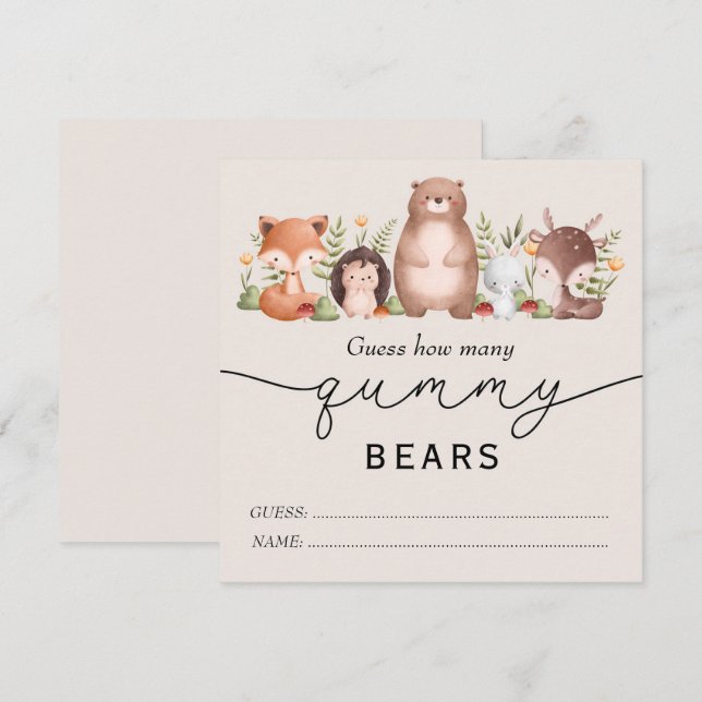Carte Combien D'Ours Gummy (Devant / Derrière)