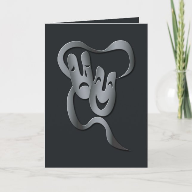 Carte Comédie Tragédie Théâtre Masque Gris/Noir Salutati (Devant)