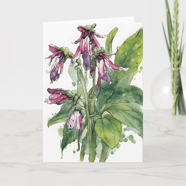 Carte Comfrey - Watercolor flowers (Devant)