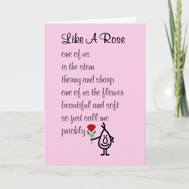 Carte Comme Un Rose, un poème de Pensée de Toi drôle (Devant)