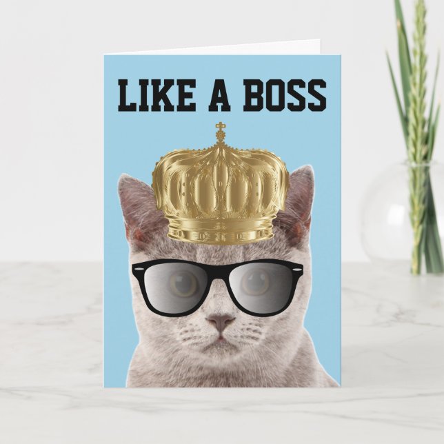 CARTE COMME UNE BOSS BIRTHDAY CAT CARDS (Devant)