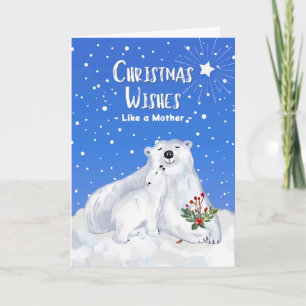 Carte Comme une Mère voeux de Noël avec des ours polaire