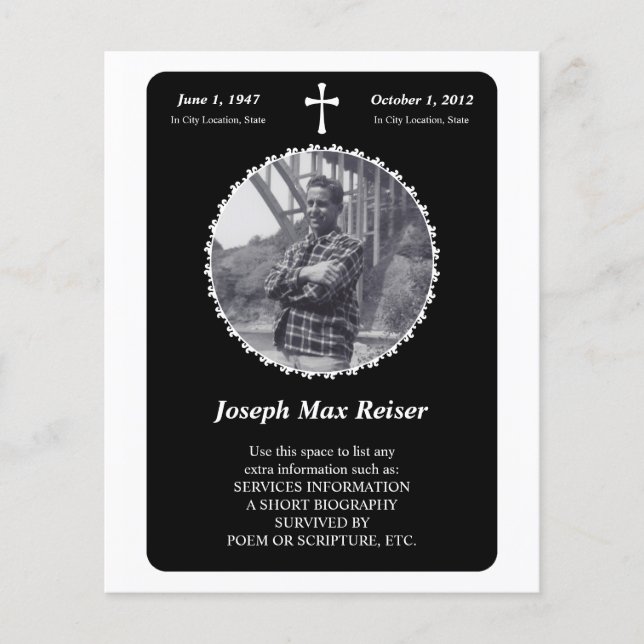 carte commémorative croix élégante (Devant)
