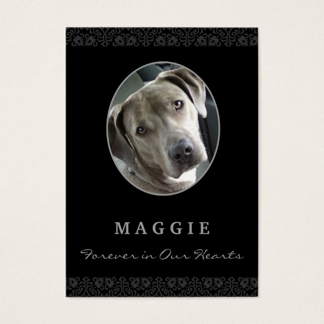 Carte commémorative de chien - Black Photo Oval Fr (Devant)