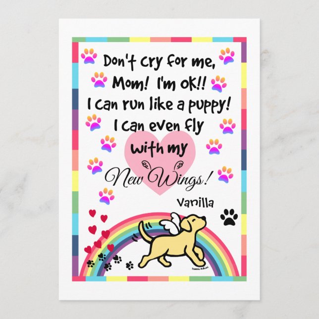 Carte commémorative de trot du Labrador jaune (Devant)