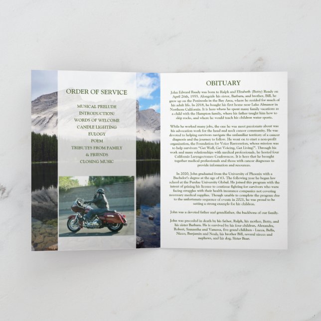 Carte commémorative Mountain Lake Scene avec photo (Intérieur)