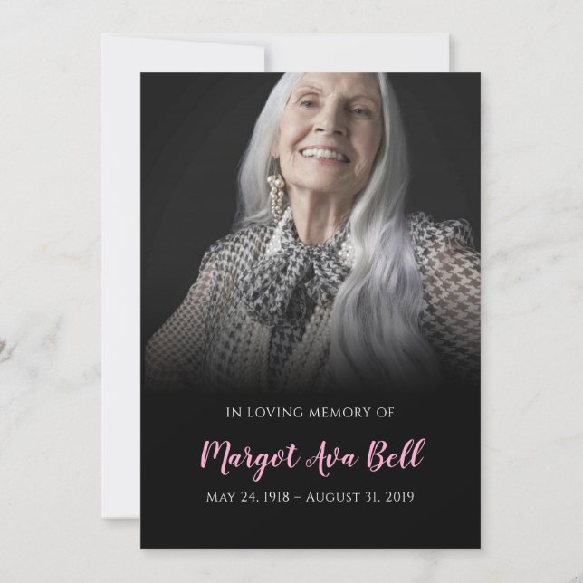 Carte commémorative noire et rose classique (Devant)