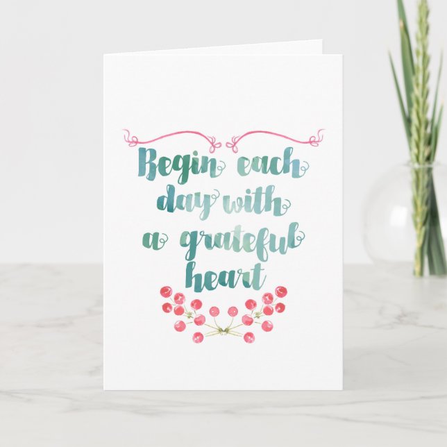 Carte Commencez chaque jour avec une citation de coeur g (Devant)