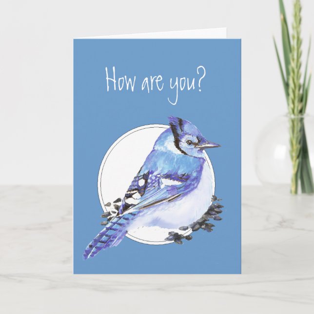 Carte Comment Es-Tu Poème, Oiseau D'Aquarelle De Jay Ble (Devant)