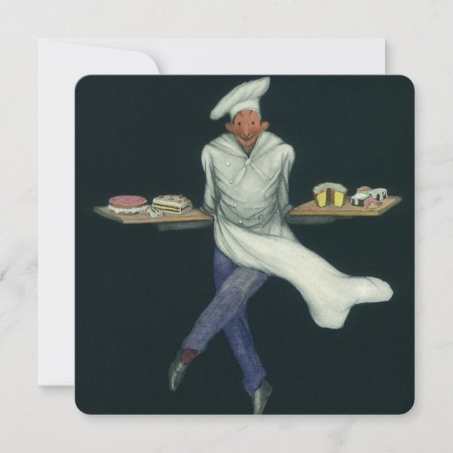 Carte Commerce alimentaire vintage, boulanger avec desse (Devant)