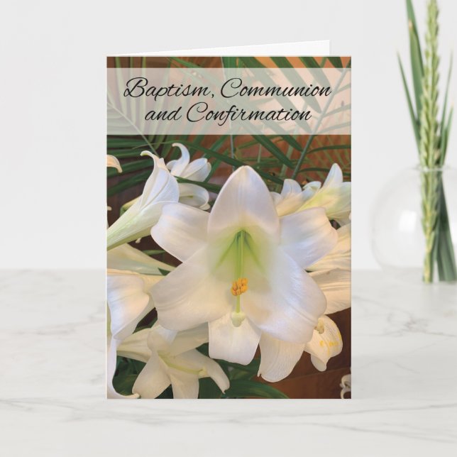 Carte Communion Et Confirmation RCIA White Lilies Ferns (Devant)