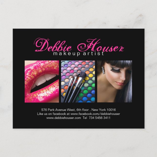 Carte comp de maquillage rose et noir chaud (Devant)