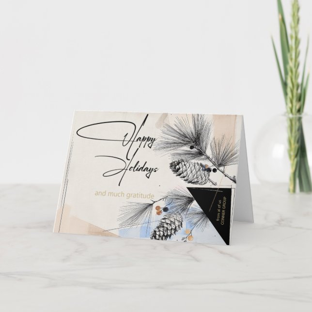 Carte Company Happy Holidays Modern Pinecones  (Devant)