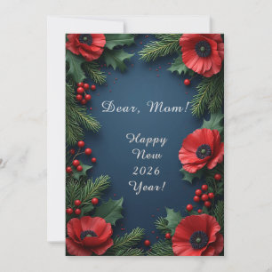Carte Composition florale de Noël avec poinsettias