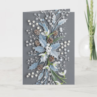 Carte Composition florale de perce-neige hivernale givré
