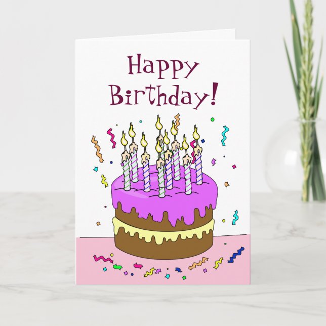 Carte Comptez l'anniversaire des bougies ! Gâteau (Devant)