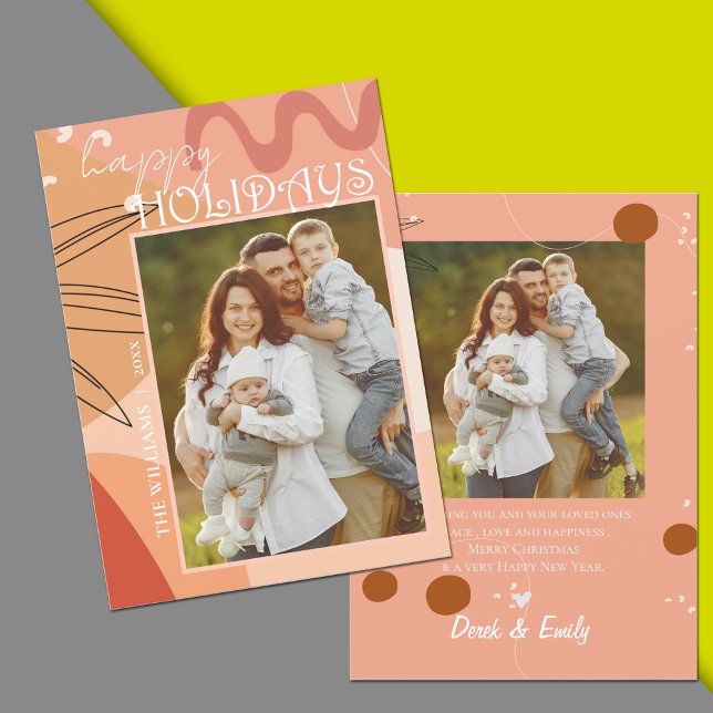 Carte Conception Abstraite Terracotta Photo Joyeuses Fêt (Abstract Terracotta Design Photo Happy Holidays)