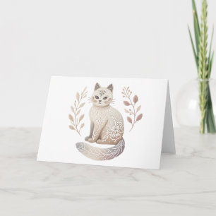 Carte Conception botanique minimaliste Élégant Chat Boho