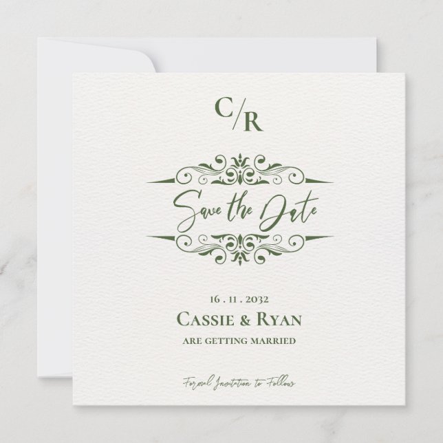 Carte Conception complexe Monogramme Mariage Enregistrer (Devant)