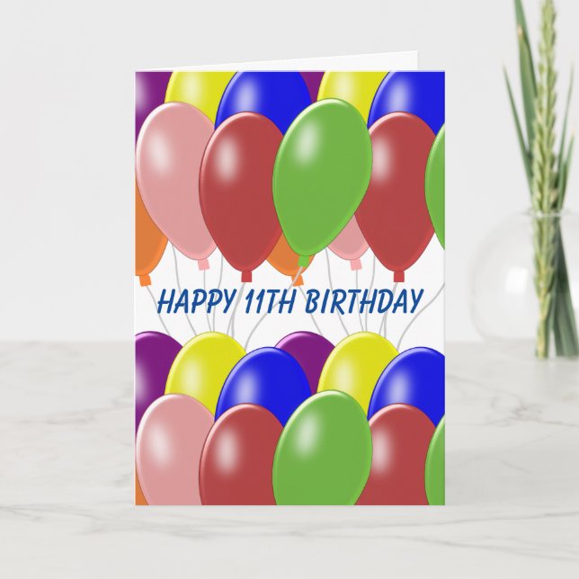 Carte Conception de ballons Personnalisé 11e anniversair (Devant)