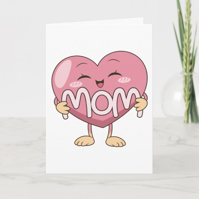 Carte Conception de câlin de coeur de maman Kawaii (Devant)