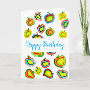 Carte Conception de fruit d'aquarelle pomme funky