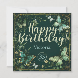 Carte Conception de jardin papillon vert et plantes
