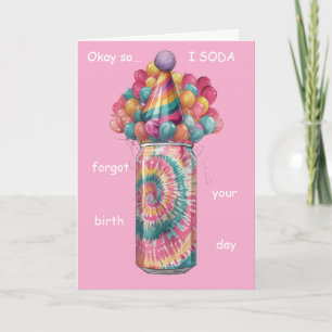 Carte Conception de pun d'anniversaire tardif de canette