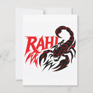 Carte Conception de scorpions agressif avec le nom "RAHI