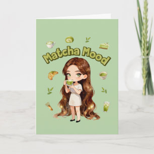 Carte Conception d'esthétique Matcha Mood Vibes de thé v
