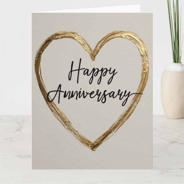 Carte Conception "Joyeux Anniversaire" avec cœur doré (Devant)