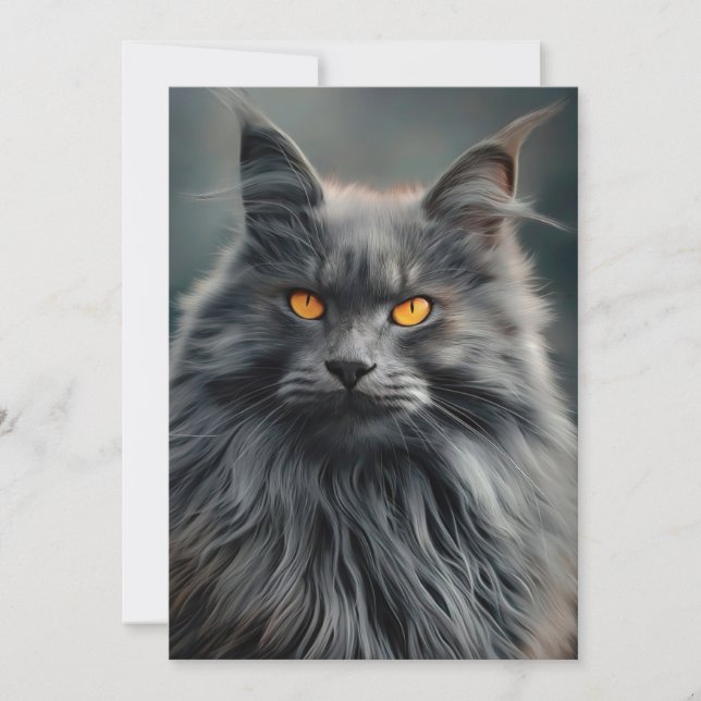 Carte Conception majestueuse de portraits de chats long- (Devant)